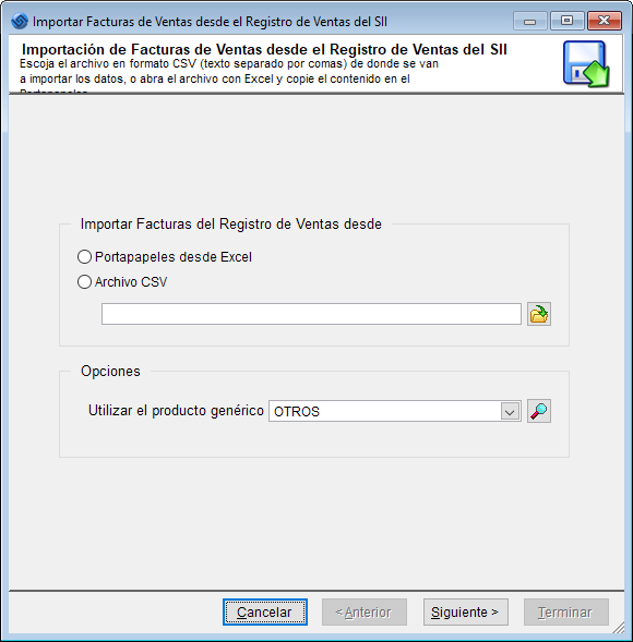 Importar Ventas SII, paso 2