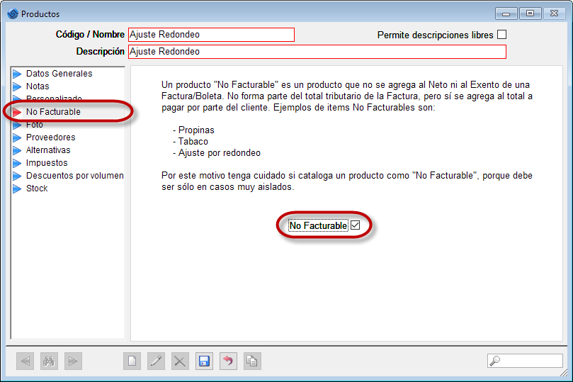 Producto Ajuste Redondeo